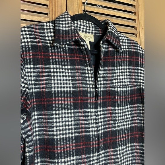 Vintage wool blend black,red plaid,Jones NY Country lightweight zip jacket SZ-12 - Picture 3 of 9